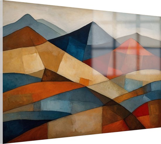Bergen Paul Klee stijl schilderij - Paul Klee schilderij - Glasschilderijen berglandschap - Wanddecoratie kinderkamer - Acrylglas schilderijen - Kunst - 90 x 60 cm 5mm
