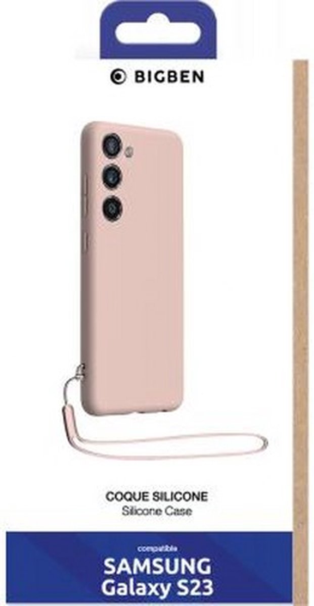 Bigben Connected, Siliconen hoesje voor Samsung Galaxy S23 5G met bijpassende polsband, Roze