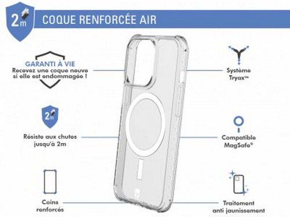 Bigben Connected, Versterkte hoes voor iPhone 13 Pro AIR MagSafe-compatibel, Transparant