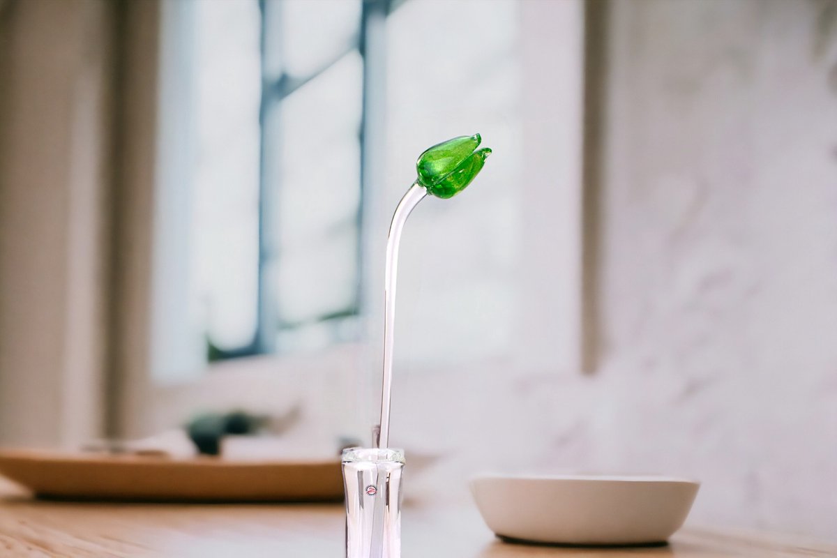 Bloem Glas Tulp Groen, Groene Tulpen Mannen Cadeau, Kunstbloemen 50 cm