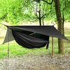 Camping hangmatset, enkele dubbele hangmat, muggennet, insectengaas, regenvlieg, zeer sterke parachutestof, hangbed. Geschikt voor outdoor, wandelen, kamperen, reizen, zwart