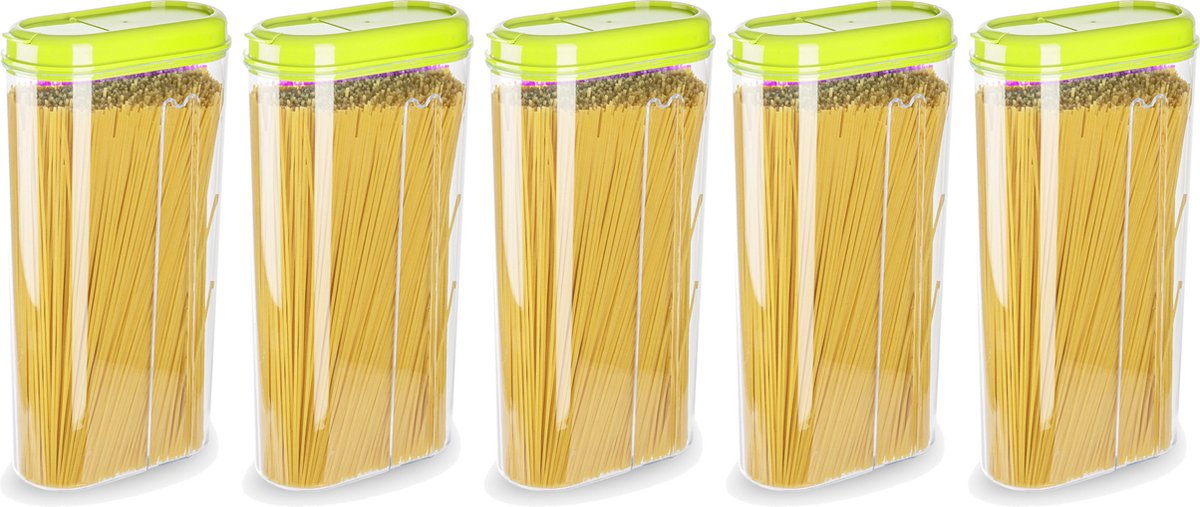 Plasticforte Voedselcontainer strooibus - 5x - groen - 2350 ml - kunststof - voorraadpotten