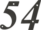 AMIG Huisnummer 54 - massief gesmeed staal - 10cm - incl. bijpassende schroeven - zwart