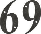 AMIG Numéro de maison 69 - acier forgé massif - 10 cm - avec vis assorties - noir