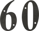 AMIG Numéro de maison 60 - acier forgé massif - 10 cm - avec vis assorties - noir