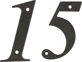 AMIG Huisnummer 15 - massief gesmeed staal - 10cm - incl. bijpassende schroeven - zwart
