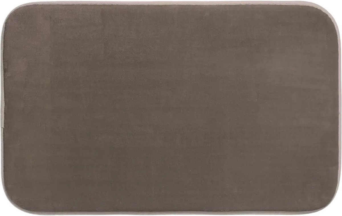 5Five Badkamerkleedje/badmat tapijt - memory foam - taupe - 48 x 80 cm - anti slip mat
