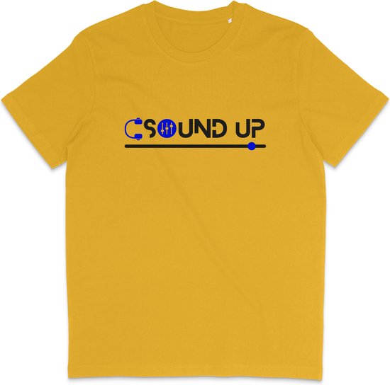 Heren en Dames T Shirt - Muziek - DJ Sound Up - Geel - L