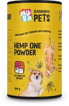 Excellent HempOne Powder Dog and Cat  -  aliments complémentaires pour chiens et chats  -  nourriture savoureuse pour animaux de compagnie - réduit le stress  -  convient aux chiens et aux chats  -  250g
