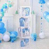 Baby Box Ballonnen - Jongen - Wit & Blauwe Ballonnen - Gender reveal & Babyshower - Versiering & decoratie - 30x30x30 CM.
