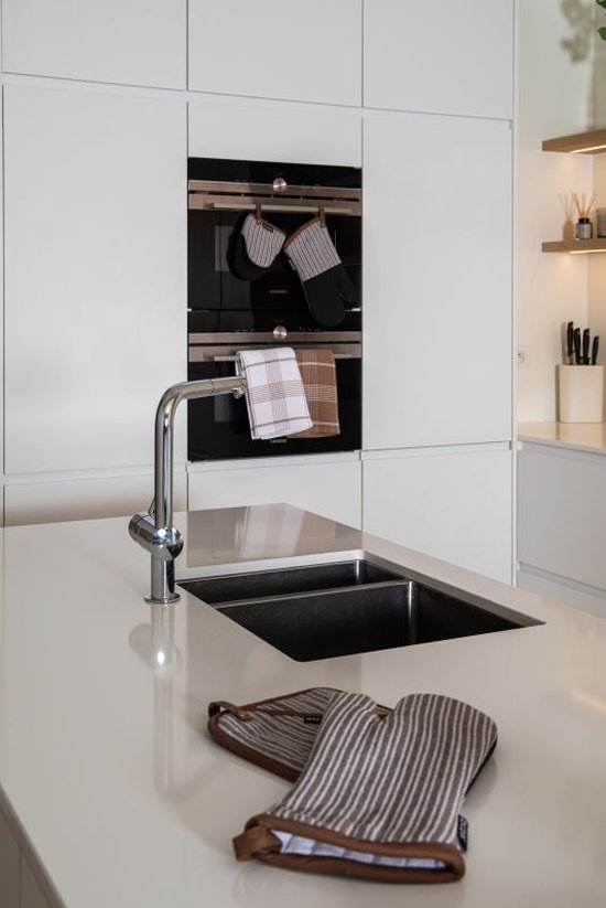 ZICZAC - Gant de cuisine VENTON - SET/2 - Polycoton - Résistant à la chaleur - Néoprène - boucle de suspension - 18x32 cm - Taupe