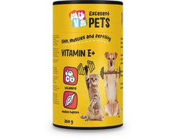 Excellent Pets Vitamine E+ 250 gr – Lysine – Ondersteunt Huid, Spieren en Vruchtbaarheid - Ideaal voor Fokkerij, Sport en Jonge Dieren - Weerstand Supplement Hond & Kat