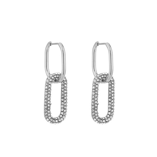 Boucles d'oreilles Link Zirconia XL - Argent/ Wit