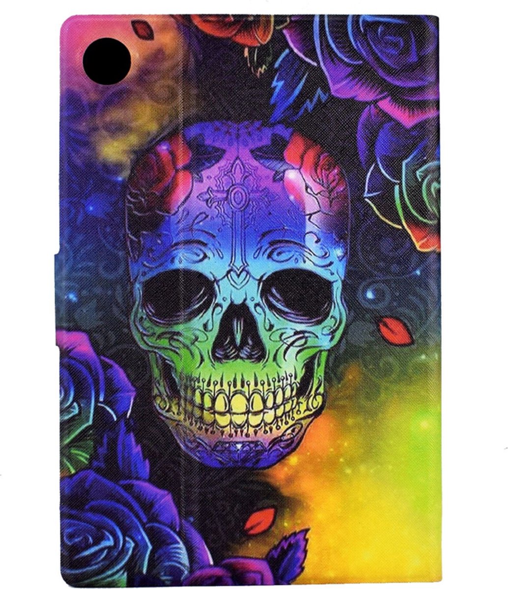 Luxe Bescherm-Etui Hoes Map geschikt voor Samsung Galaxy Tab A9 PLUS - 11" - "Skull" Zwart