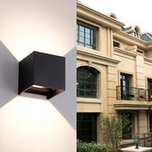 LED Buitenwandlamp - Aluminium - Balkon Opbouw - Kubus - Tuin Veranda Licht - Binnen & Buiten - IP65 Waterdicht - Moderne Lampen - Zwarte Schelp - Wit Licht