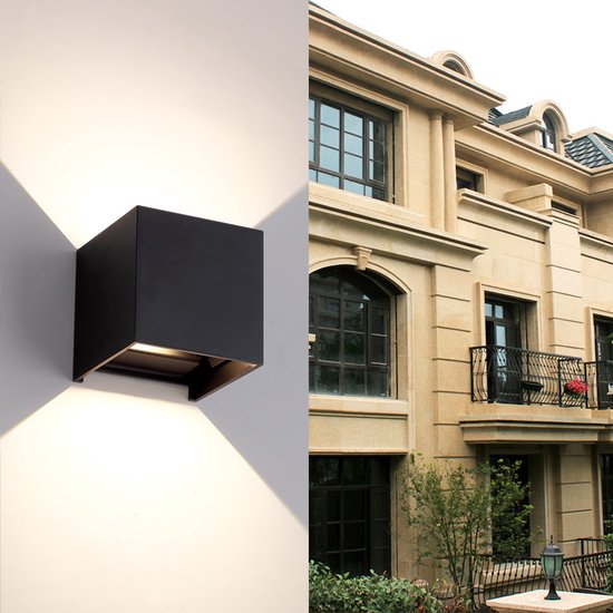 Applique d'extérieur LED - Aluminium - Balcon en Opbouw - Cube - Éclairage de véranda de Jardin - Intérieur et extérieur - Étanche IP65 - Lampes modernes - Coque noire - Lumière Wit