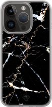 Casimoda® hoesje - Geschikt voor iPhone 13 Pro - Marmer Zwart - 2-in-1 case - Schokbestendig - Marble design - Verhoogde randen - Bruin/beige, Transparant