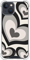 Casimoda® hoesje - Geschikt voor iPhone 13 Mini - Hart Swirl Zwart - Shockproof case - Extra sterk - TPU/polycarbonaat - Zwart, Transparant