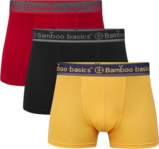 Comfortabel & Zijdezacht Bamboo Basics Liam - Bamboe Boxershorts Heren (Multipack 3 stuks) - Onderbroek - Ondergoed - Rood, Zwart & Geel - L
