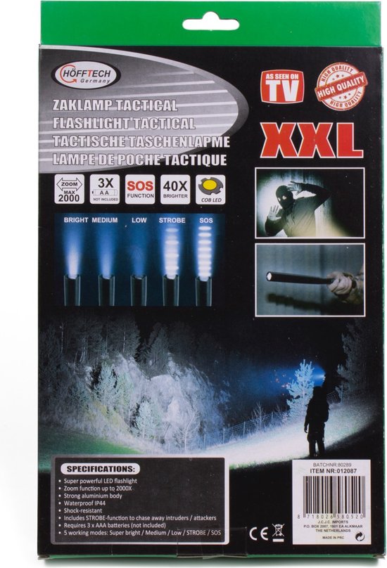Tactical Zaklamp XXL - Extra Fel - Meerdere standen - SOS Functie van Tactical — afbeelding 5
