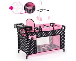 foto van Bayer Design - Multibed voor poppen tot 46cm in zwart, wit/roze