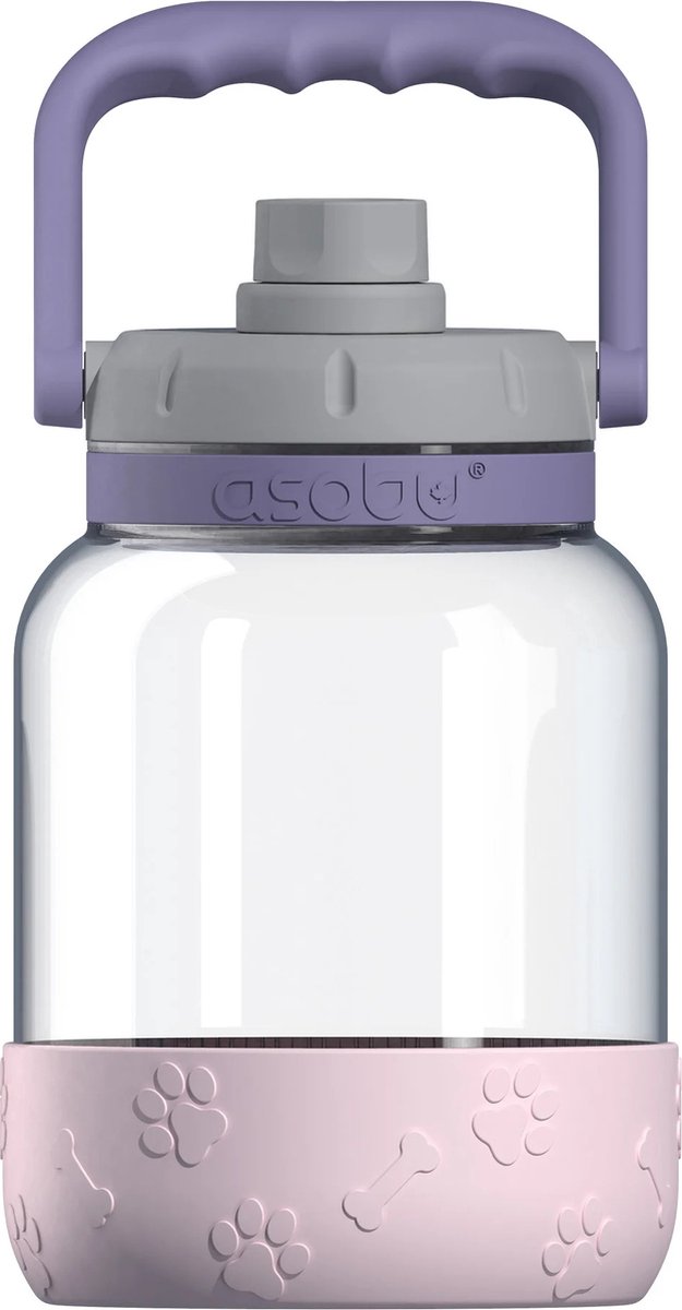 Asobu The Barkley Juggler Roze draagfles inhoud 1,5L voor water met drinkbak voor de hond