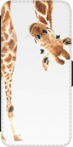 Leuke Telefoonhoesjes - Hoesje geschikt voor Samsung Galaxy A54 - Giraffe - Wallet Case met pasjeshouder - Giraffe - Beige