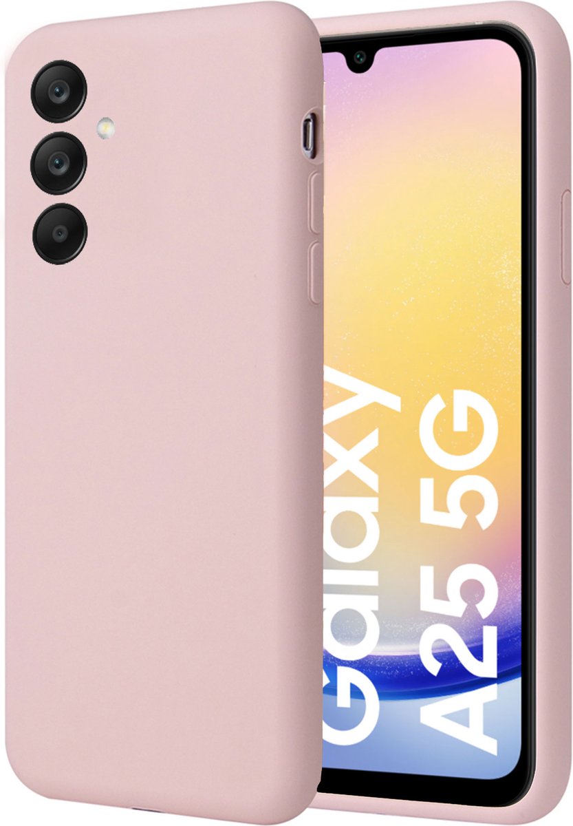 Geschikt voor Samsung Galaxy A25 - Hoesje- Suède Back Cover Case Rose