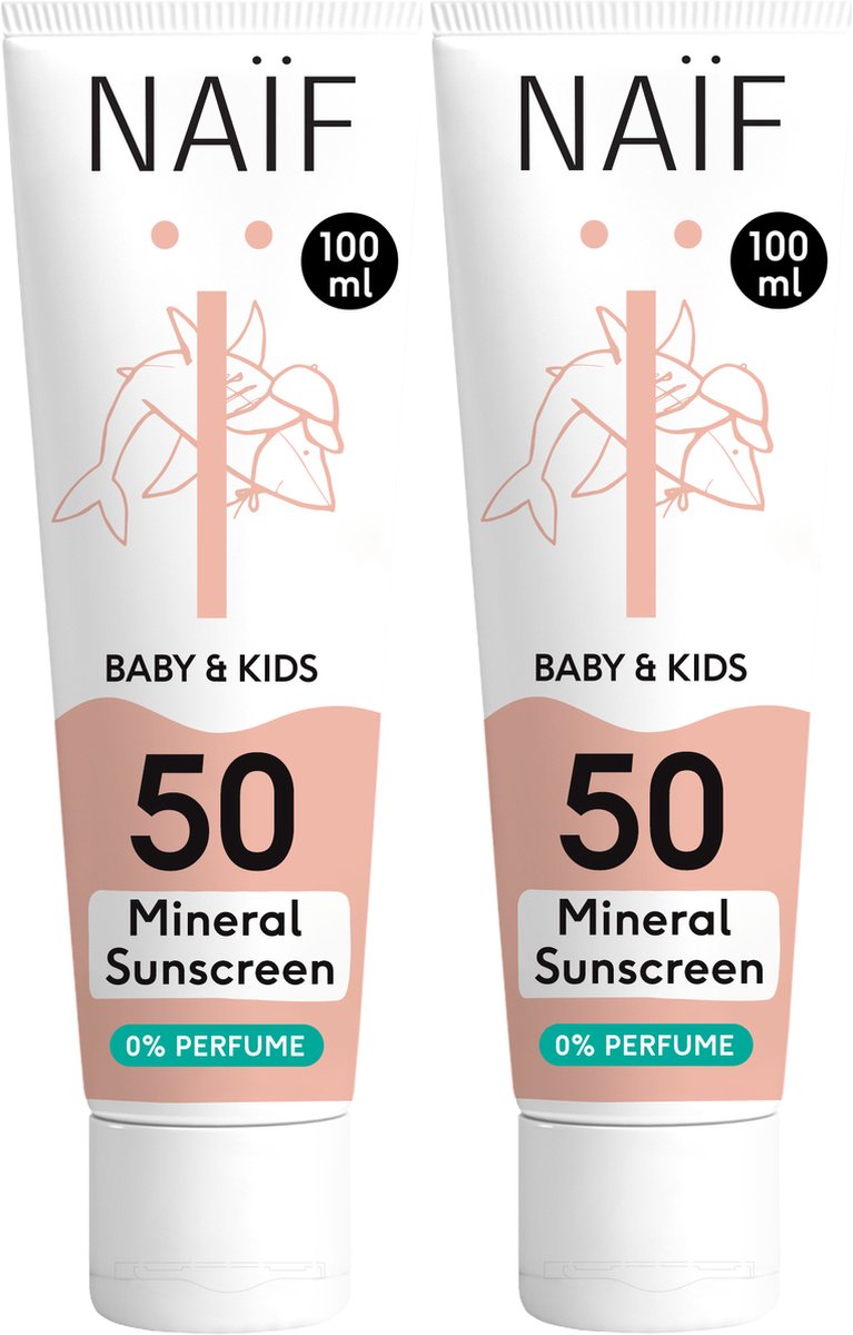 Goedkoopste Naïf - Minerale Zonnebrandcréme Voordeelset - Baby's & Kinderen - 0 parfum - SPF50 - 2x100ml