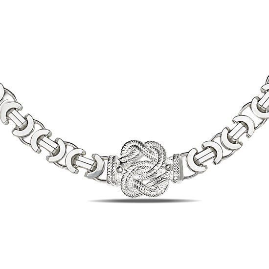 Juwelier Zwartevalk zilveren platte koningsschakel ketting met mattenklopper - ET