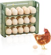 Eierbox eierhouder voor koelkast, 3 lagen, flip-eierhouder, opbergdoos, 30 eieren, kunststof eierhouder voor koelkastopslag