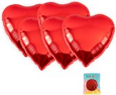 Festivz 36 inch Hartjes Folie ballonen - 5 stuks - Liefde – Hartjes Decoratie - Love - Feestversiering – Rood - Wit - Cadeau - Feest - Man & Vrouw - Hem & Haar - Valentijn - Valentijnversiering - Valentijnsdag - Moederdag