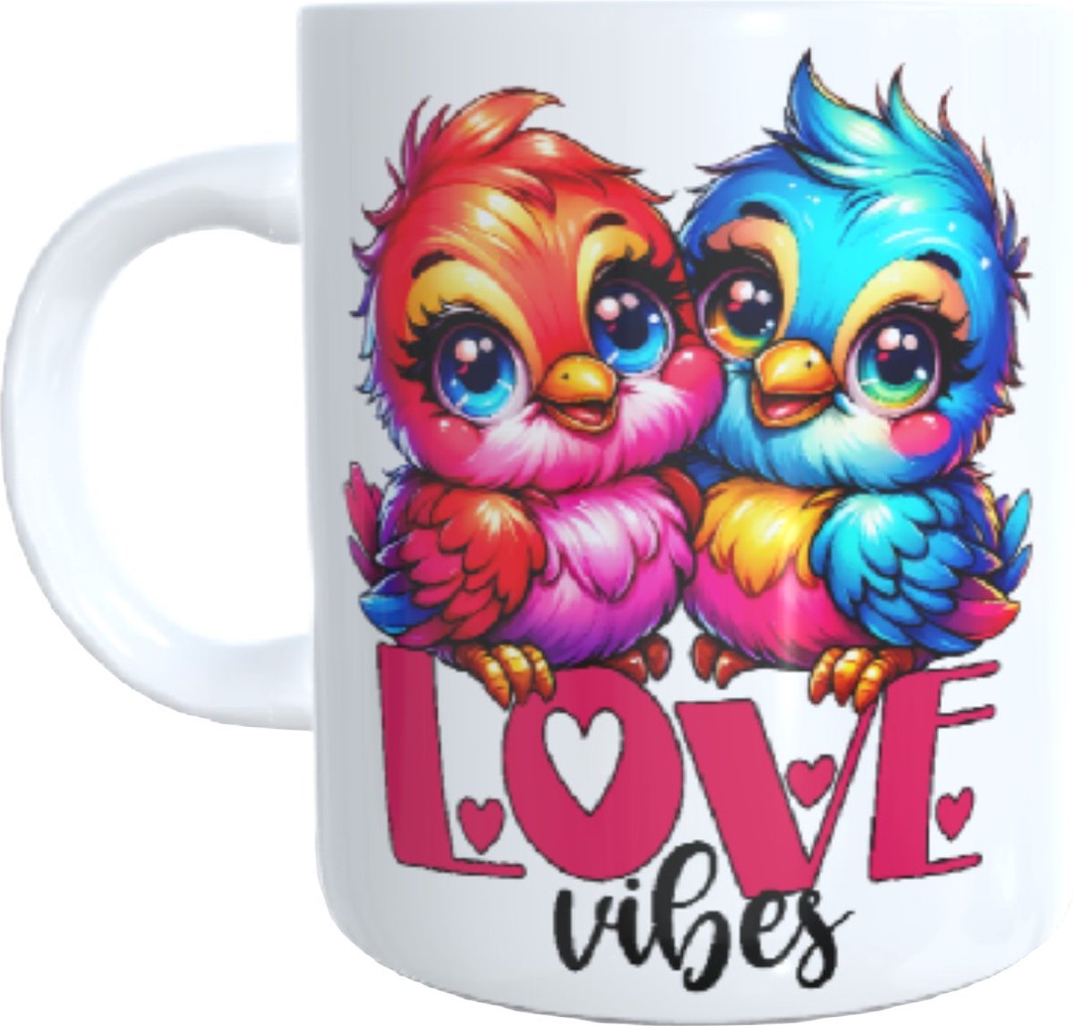 Bedrukte koffie beker - thee mok - love - vogels - birds
