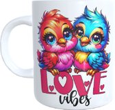 Bedrukte koffie beker - thee mok - love - vogels - birds