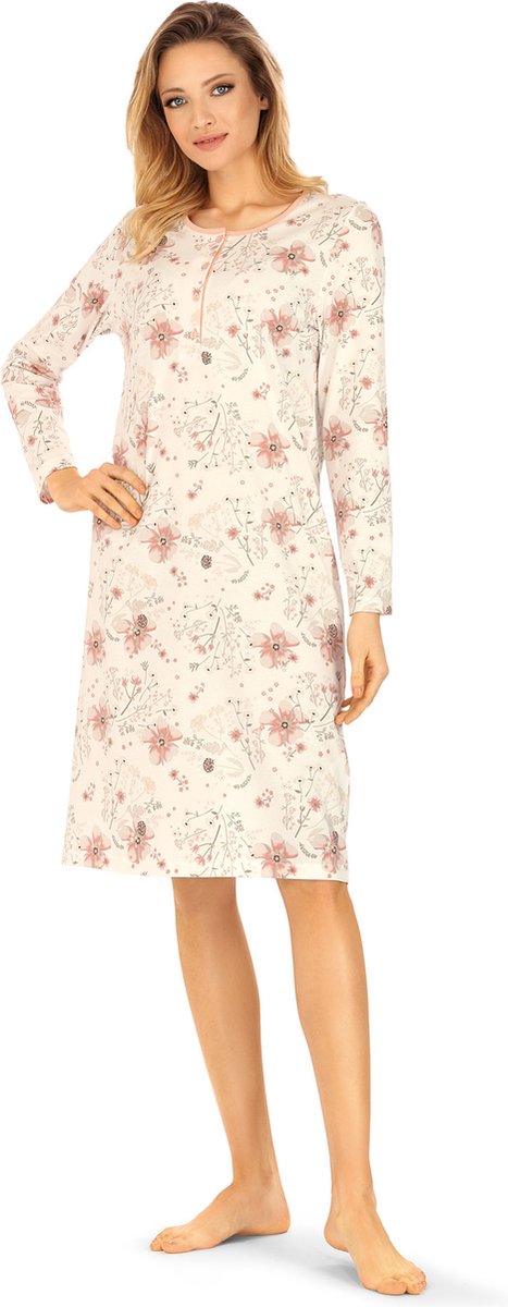 Comtessa Ascafa Nachthemd 'Light Blossom' - Lange Mouw Champagne