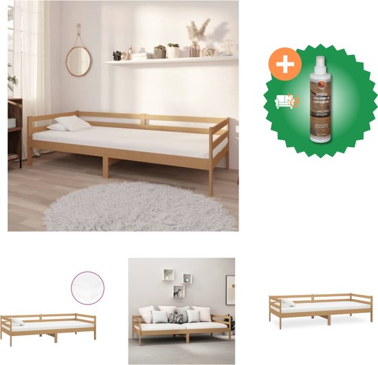 vidaXL Slaapbank met matras massief grenenhout honingbruin 90x200 cm - Bed - Inclusief Houtreiniger en verfrisser