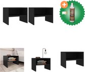 vidaXL Nachtkastjes 2 st 40x30x30 cm bewerkt hout zwart - Kast - Inclusief Houtreiniger en verfrisser