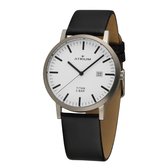 ATRIUM Horloge - Heren - Zilver/ Zwart - Analoog - 5 bar - Titanium - Lederen bandje - Verstelbaar - Datum - Quartz uurwerk - Edelstalen Sluiting - A40-13