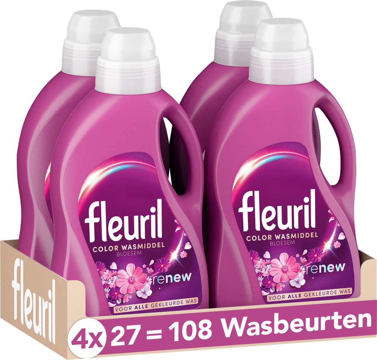 Fleuril Renew Bloesem - Vloeibaar Wasmiddel - Voordeelverpakking - 4x27 Wasbeurten - Fleuril