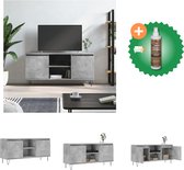 vidaXL Tv-meubel 104x35x50 cm bewerkt hout betongrijs - Kast - Inclusief Houtreiniger en verfrisser