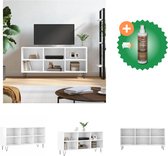 vidaXL Tv-meubel 103-5x30x50 cm bewerkt hout hoogglans wit - Kast - Inclusief Houtreiniger en verfrisser