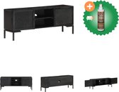 vidaXL Tv-meubel 115x30x46 cm massief mangohout zwart - Kast - Inclusief Houtreiniger en verfrisser