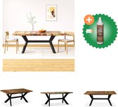 vidaXL Eettafel 180 cm massief gerecycled hout en stalen kruis - Tafel - Inclusief Houtreiniger en verfrisser