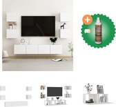 vidaXL 6-delige Tv-meubelset spaanplaat wit - Kast - Inclusief Houtreiniger en verfrisser