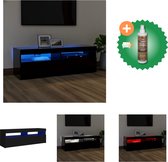 vidaXL Tv-meubel met LED-verlichting 120x35x40 cm zwart - Kast - Inclusief Houtreiniger en verfrisser
