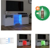 vidaXL Tv-meubel met LED-verlichting 120x30x50 cm hoogglans wit - Kast - Inclusief Houtreiniger en verfrisser