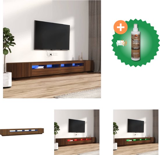 vidaXL 3-delige Tv-meubelset met LED bewerkt hout bruineiken - Kast - Inclusief Houtreiniger en verfrisser