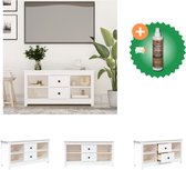vidaXL Tv-meubel 103x36-5x52 cm massief grenenhout wit - Kast - Inclusief Houtreiniger en verfrisser
