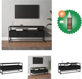 vidaXL Tv-meubel 100x35x45 cm bewerkt hout zwart - Kast - Inclusief Houtreiniger en verfrisser
