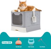 Bol.com Kattentoilet’ in Kattenbakken - opvouwbare kattenbak met deksel - inclusief scoop - massage - kam-borstel voor huisdiere... aanbieding